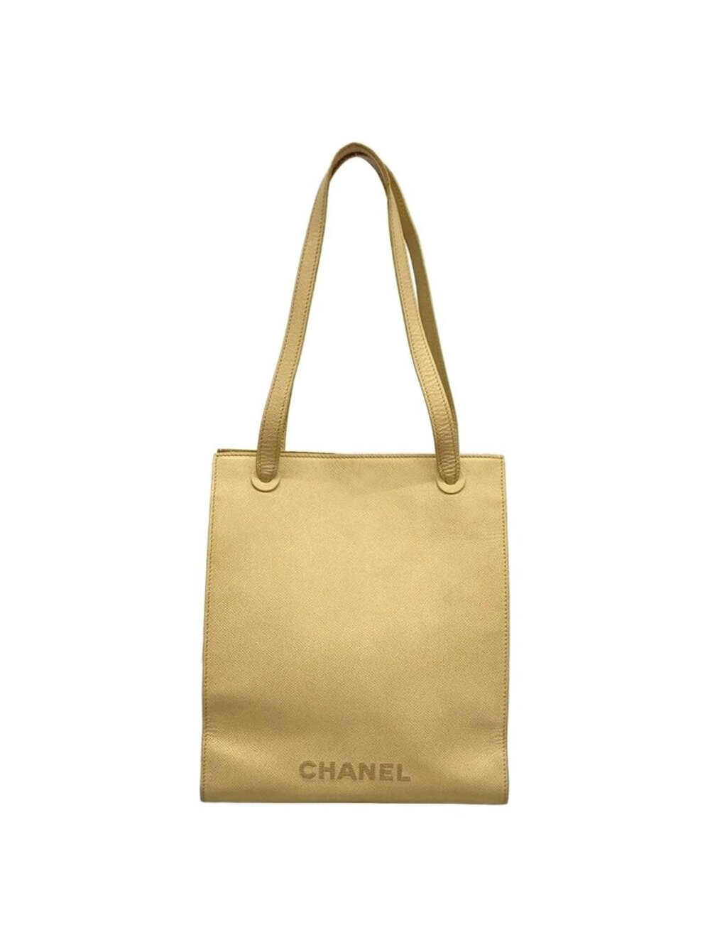 Chanel Tote Bag Beige Gold Logo
